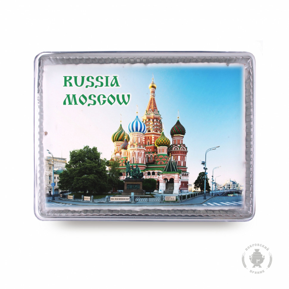  Пряник 600г RUSSIA MOSCOW с фотопечатью (в подарочной пластиковой упаковке)  в Нижнеудинске